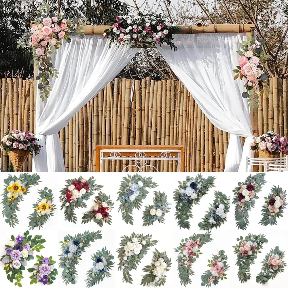 guirlande florale artificielle romantique mariage extérieur decoration maison rose blanc vert