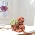 cache pot silicone forme figurine personnages accessoires floraux rose beige vert mignon decoratif