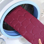 tapis bain moderne marron noir bordeaux bleu clair texture galets polyester antidérapant absorbant