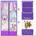 rideau porte magnétique violet fleurs oiseaux moderne anti moustiques polyester facile