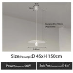 luminaire suspendu moderne minimaliste noir blanc abat jour disque élément décoratif câble fixation flux