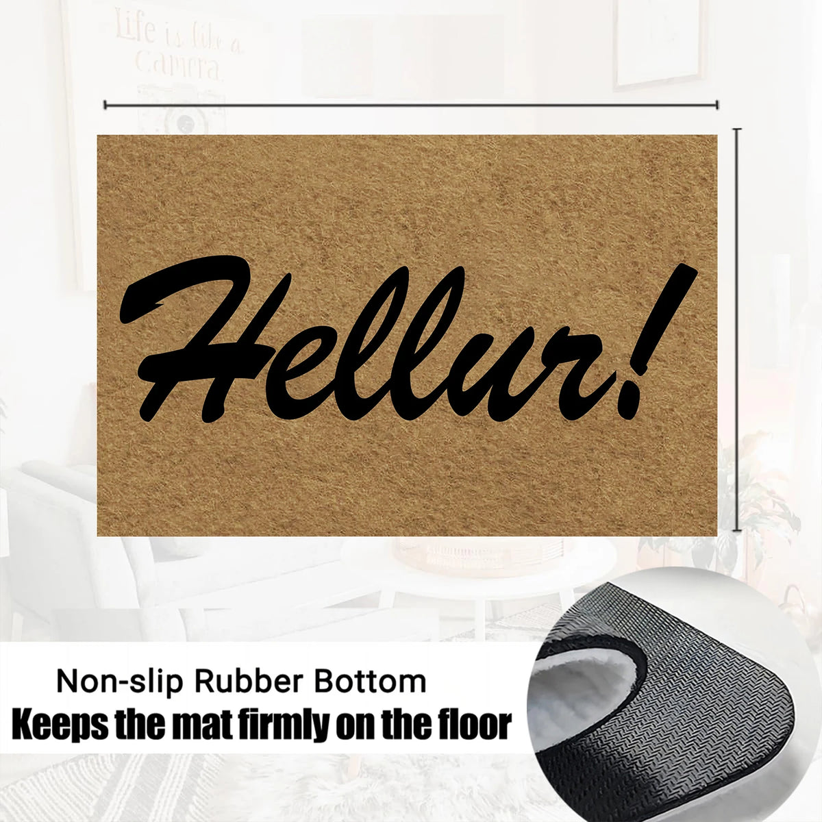 tapis d'entrée marron clair noir lettres hellur antidérapant résistant extérieur moderne imperméable