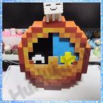 horloge murale minecraft pixelisée blocs couleurs vives décoration maison chambre salon