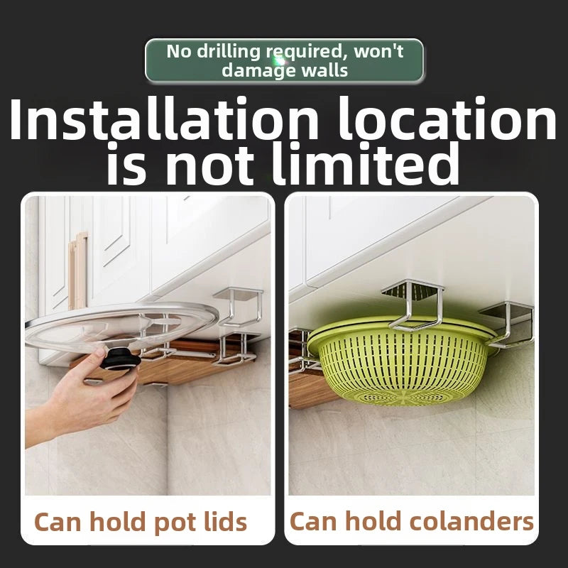 porte couverts universel bois naturel métal chromé moderne adhésif multifonction vaisselle rangement cuisine efficace