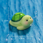 ornements miniature tortues résine vert jaune rayures cartoon coquilles galets feuilles lotus 14+