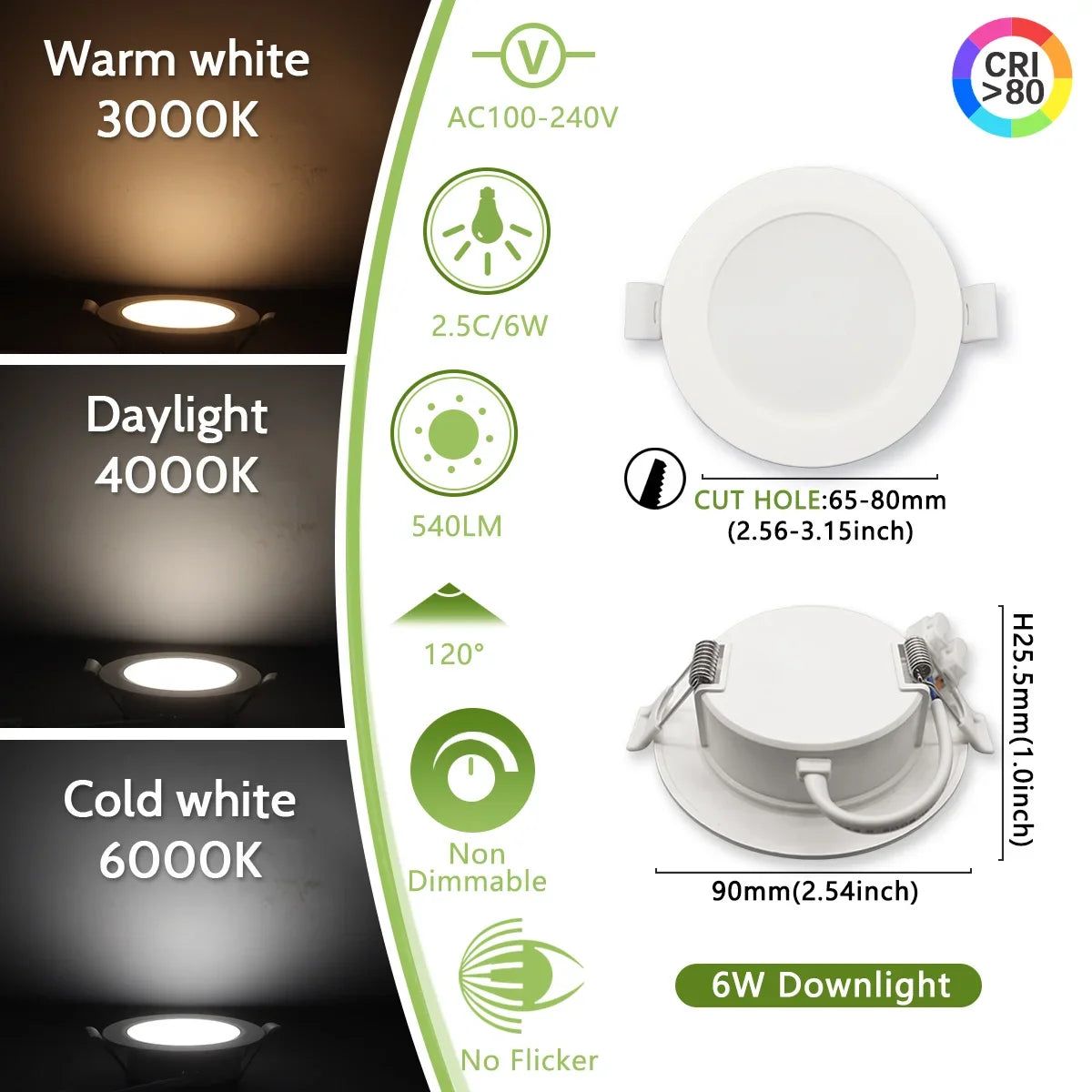 downlights led 10w 14w 17w 20w 24w 6w 3000k 4000k 6000k blanc moderne