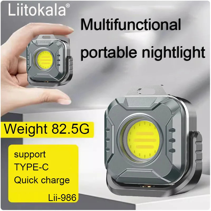 lampe poche rechargeable multifonctionnelle gris noir texture métallique finition plastique moderne robuste clips magnétiques