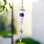 Spirale métallique spirale tail ball décor suspendu cristal verre violet structure argentée wind spinner
