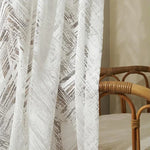 rideau moderne feuilles stylisées blanc transparent salon chambre coucher
