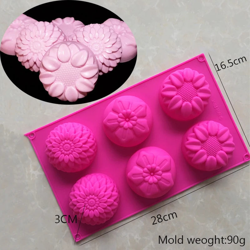 moules savon artisanal fleur géométrique blanc bleu gris vert orange rose