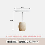table d'appoint moderne marbre blanc veines grises pied central salon chambre