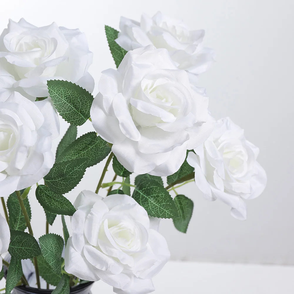 bouquet roses artificielles blanches vase cube decoration maison mariage anniversaireintérieur