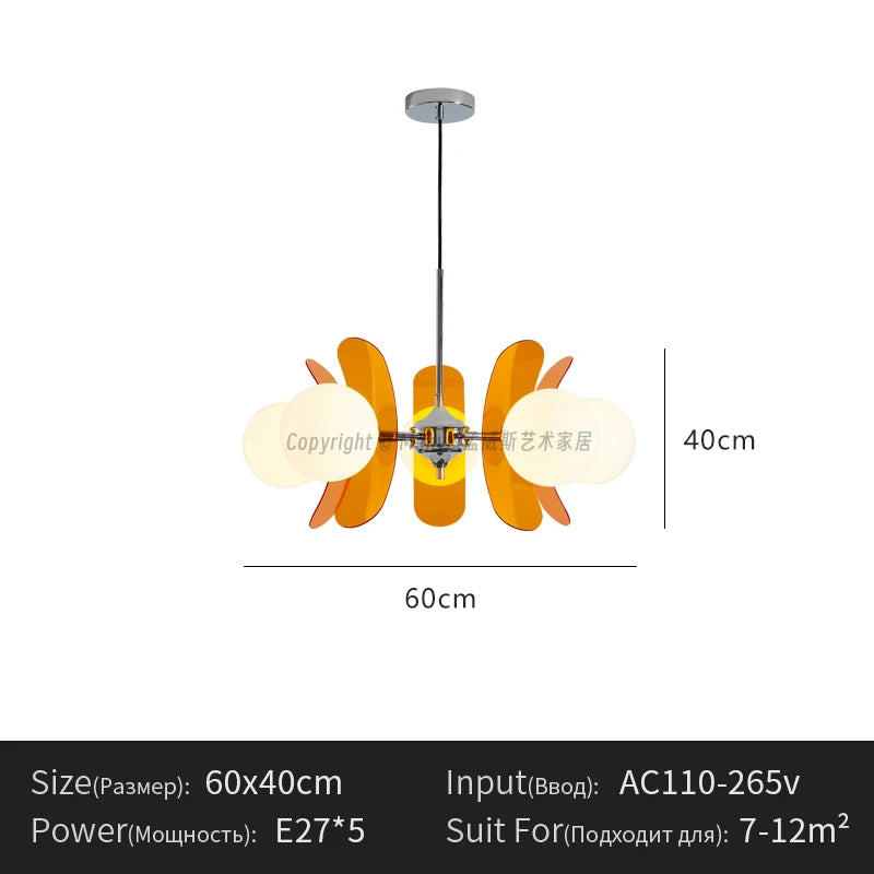 suspension lumineuse moderne disques géométriques blanc marron orange doré