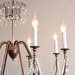 lustre classique vintage bronze blanc cristaux chaînes ampoules E14 adjustable