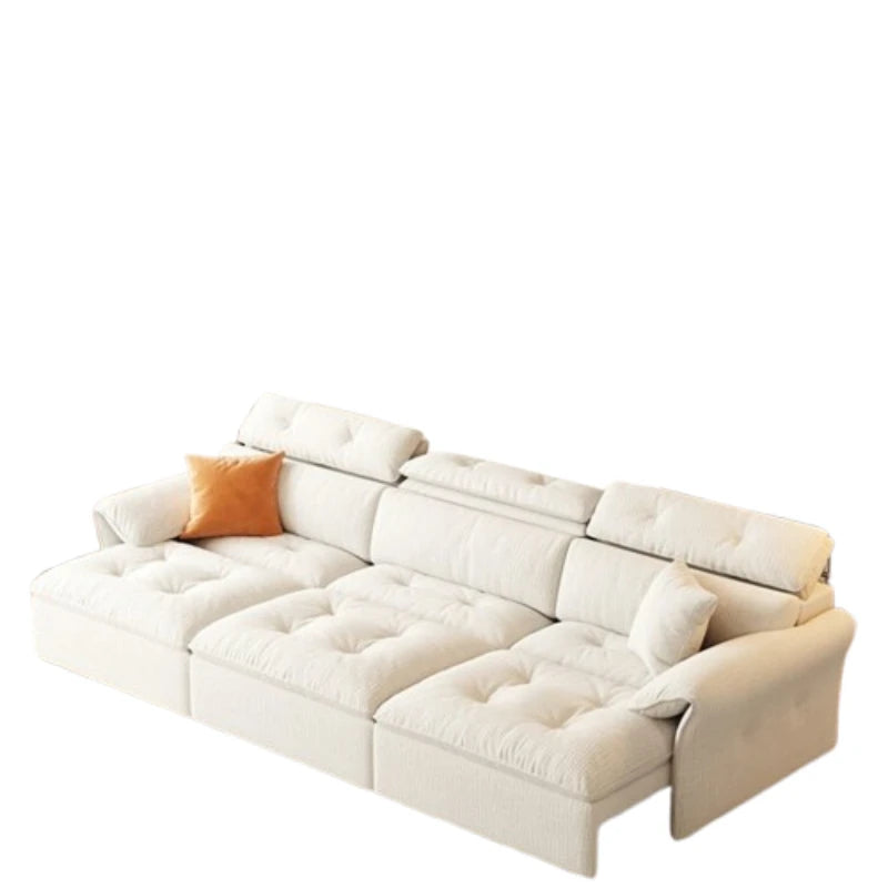 canapé lit moderne blanc corduroy oreillers multifonctionnel transformable salon