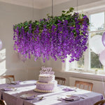 guirlande florale artificielle cascade wisteria violet feuilles vertes décoration intérieure mariage anniversaire festive chambre
