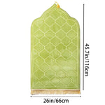 tapis prière polyester antidérapant motif géométrique gris vert noir moderne élégant franges doréesversible main