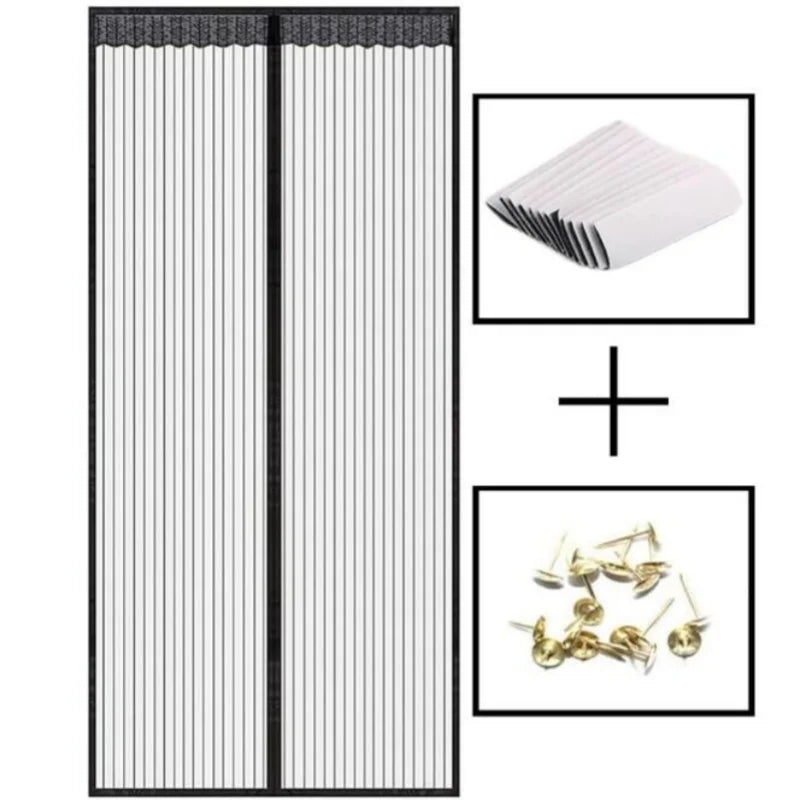 rideau anti moustiques noir maille fine moderne aimants clips porte polyester magnetic