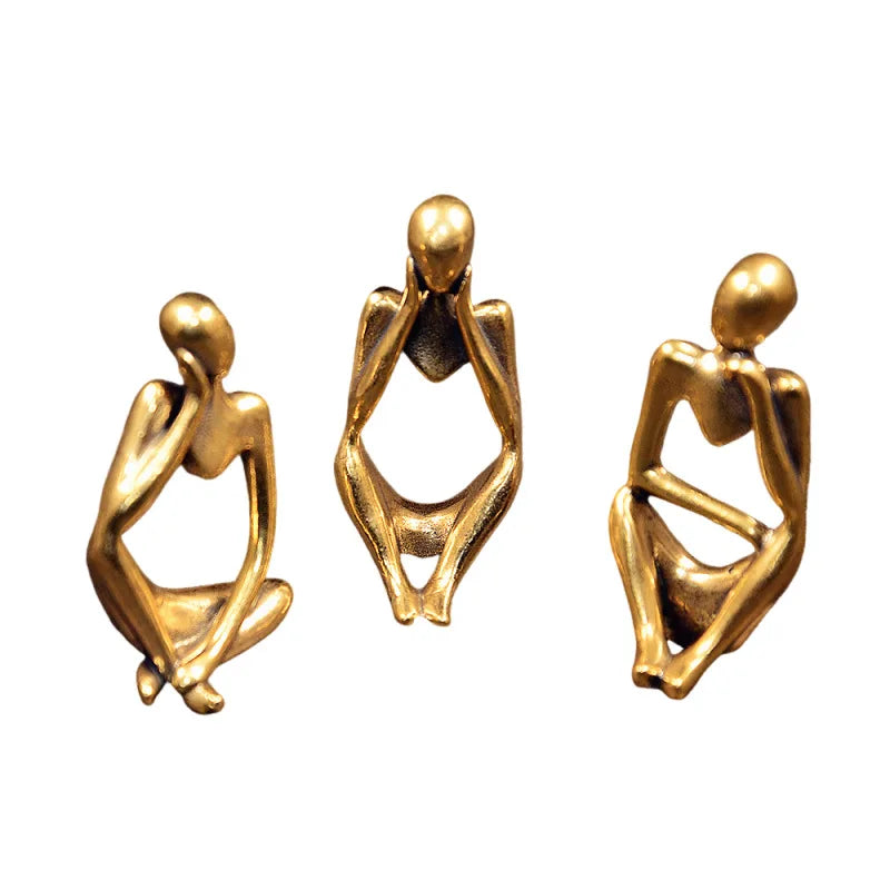 figurines humaines abstraites dorées minimaliste trois singes décoration maison