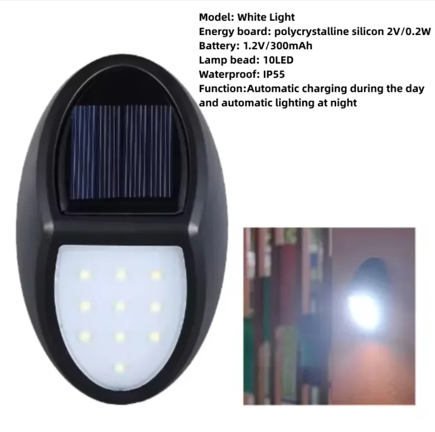 applique murale solaire noir ovale adhésif led sans câblage étancheextérieur moderne decoration