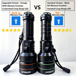 lampe torche noire orange rayées rechargeable led intense zoom tactique