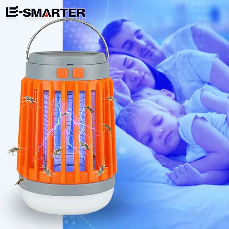 lampe anti moustiques uv led rechargeable batterie solaire poignée portable noir bleu orange