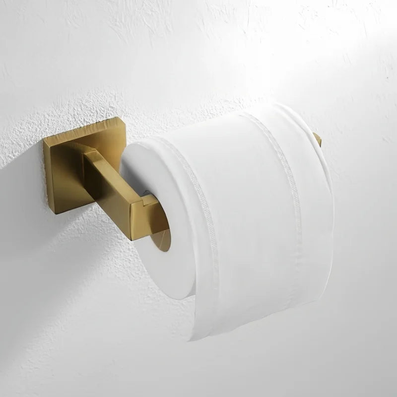 accessoires salle bain doré moderne porte serviettes support papier toilette porte savon vis montage