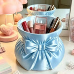 Sac cosmétiques moderne élégant rose blanc bleu violet satiné portatif pinceaux maquillage lips palettes