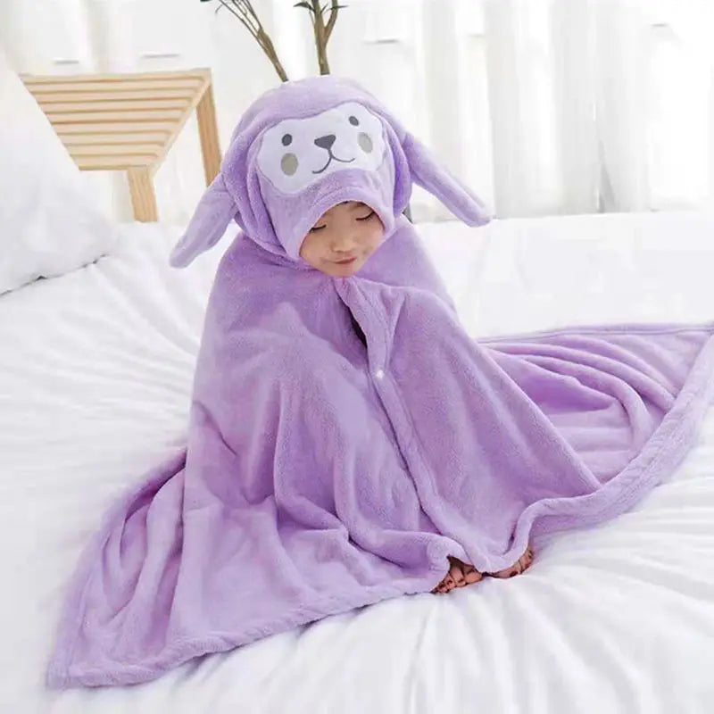robe bain bébé douce oreilles lapin motif visage animal brodé pastel bleu rose confortable