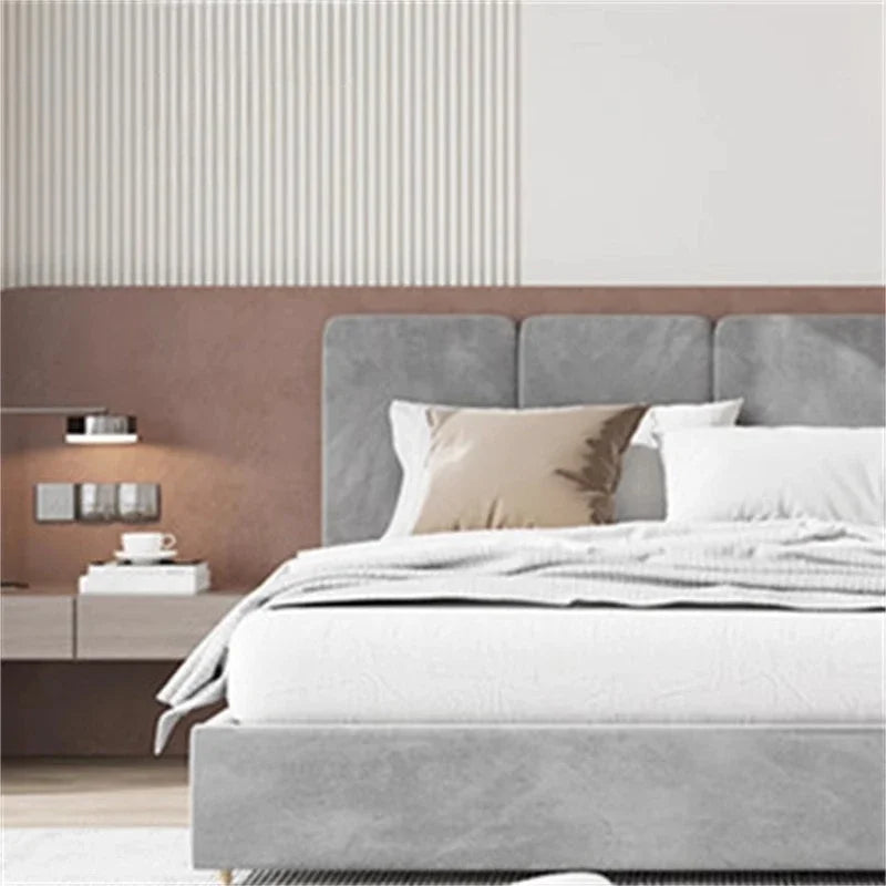lit moderne bois vert olive velours 150cm 180cm oreillers draps