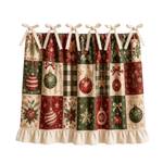 tablier cuisine noël motifs sapins étoiles boules poinsettia vintage opacité rubans fixations festive rustic