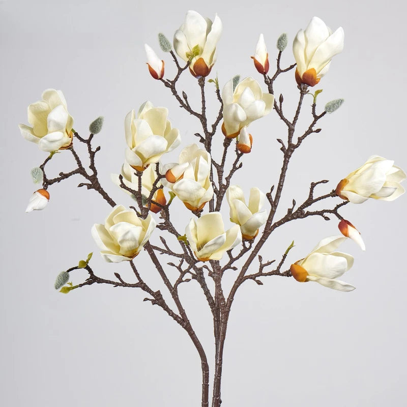 décoration intérieure branche artificielle magnolia blanc rose feuilles naturelles maison mariage anniversaire