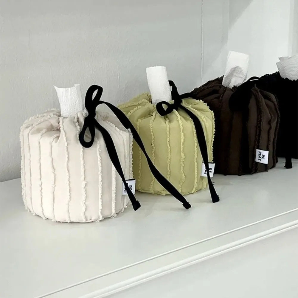 boîte mouchoirs moderne rayées noir blanc marron élégante ruban réglable