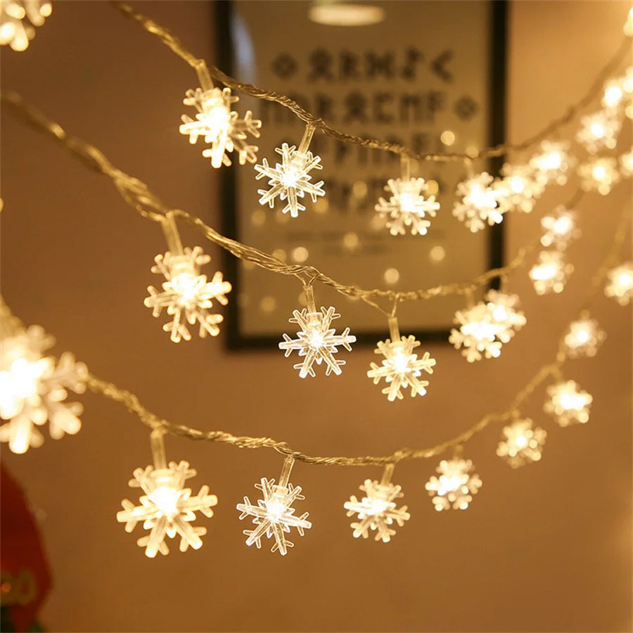 guirlande lumineuse flocons neige blanc multicolore clips festif anniversaire noel mariage valentin