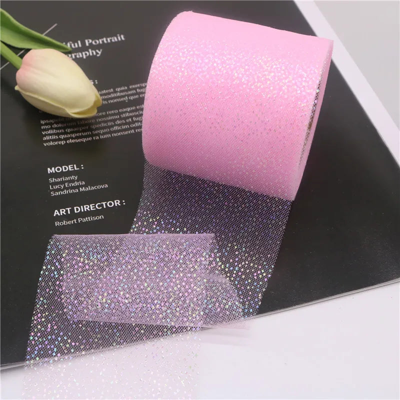 rubans tulle pailletés couleurs blanc rose beige vert bleu noir rouge semi opaques élégants