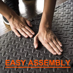 tapis sol mousse pvc gris blanc carreaux géométriques puzzle sport fitness yoga