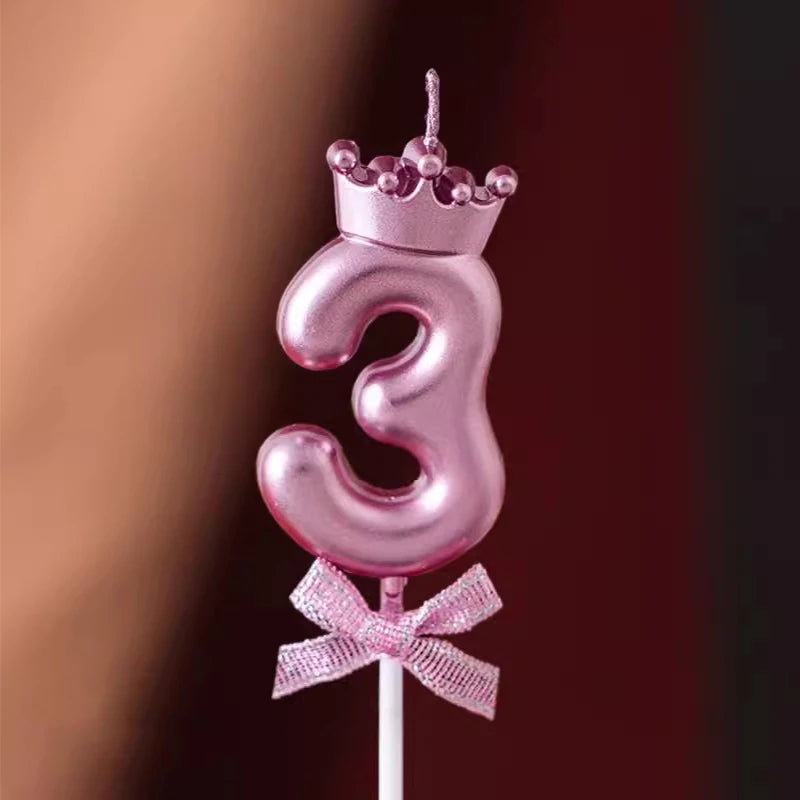bougies anniversaire numéros rose doré couronnes noeuds décoratifs festives piquets festive
