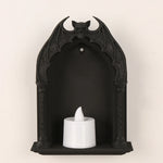 Niche murale gothique noire avec chauve-souris et crâne