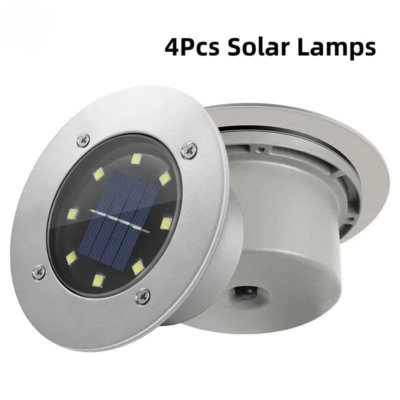 lampe solaire argentée led moderne ip65 intelligent lumière extérieure jardin autonomie