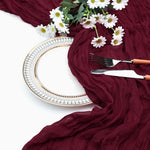 chemin table bordeaux serviette plissée semi transparente décoration mariage fête boho rustique