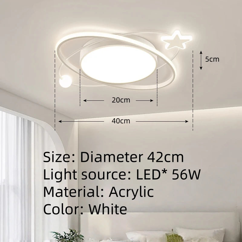 plafonnier moderne blanc planétaire chambre salon lumière suspendue anneaux étoile decoration maison
