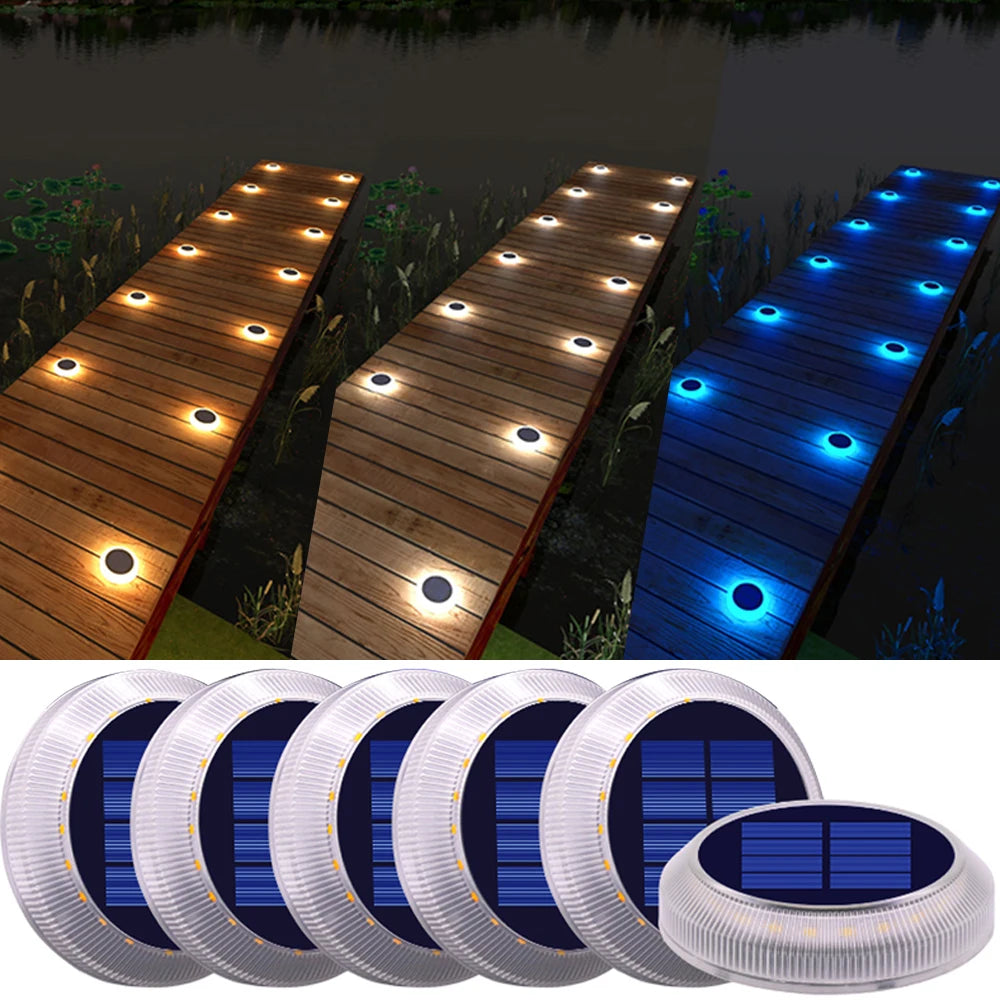 lumières solaires led ip68 auto on off extérieures étanches blanc bleu moderne