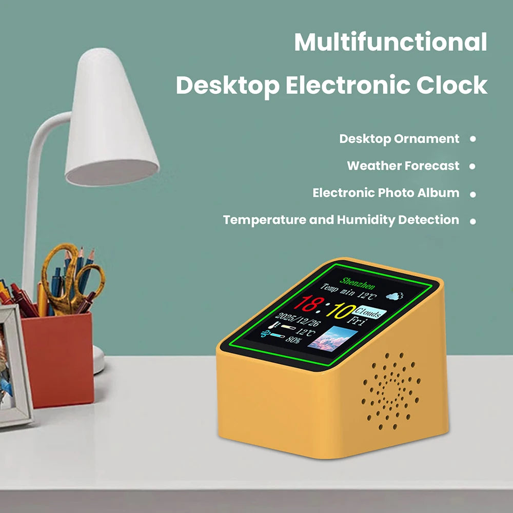 horloge électronique multifonctionnelle jaune noir vert écran numérique rétroéclairage moderne compact