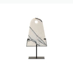 planche découper marbre moderne blanc noir support métallique décoration contemporain objet décoratif