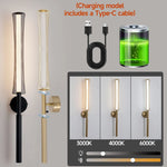 lampe murale rechargeable or noir maille métallique moderne interrupteur tactile câble usb télécommande 66cm