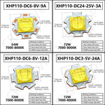 led xhp70 xhp90 xhp110 18w 24w 45w 72w cool white 7000k 8000k 50000h luminosité