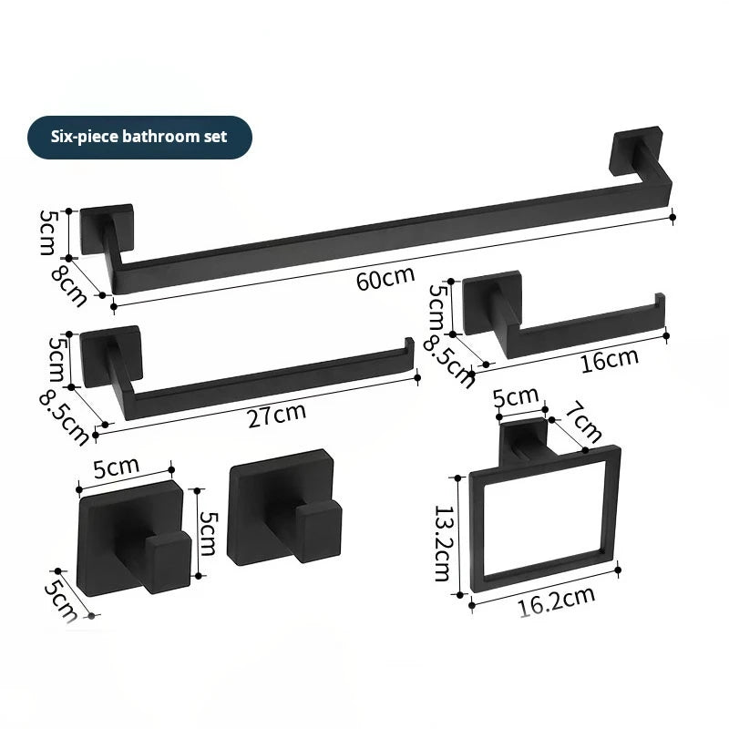 ensemble porte serviettes moderne noir mat acier inoxydable finition laquée fixe salle bain 60cm