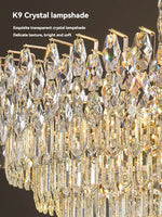 lustre led cristal transparent doré crochets classique salon chambre cuisine