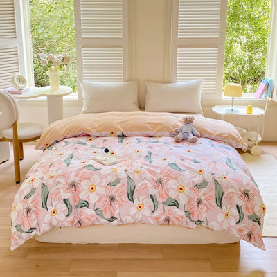 Housse de couette en coton imprimé vert sur lit double