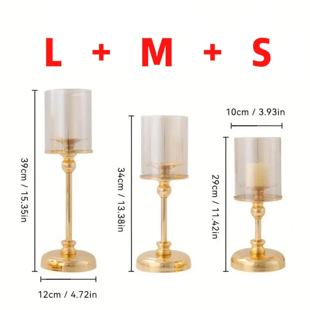 bougeoirs or transparents classiques supports bougies mariage fêtes tables
